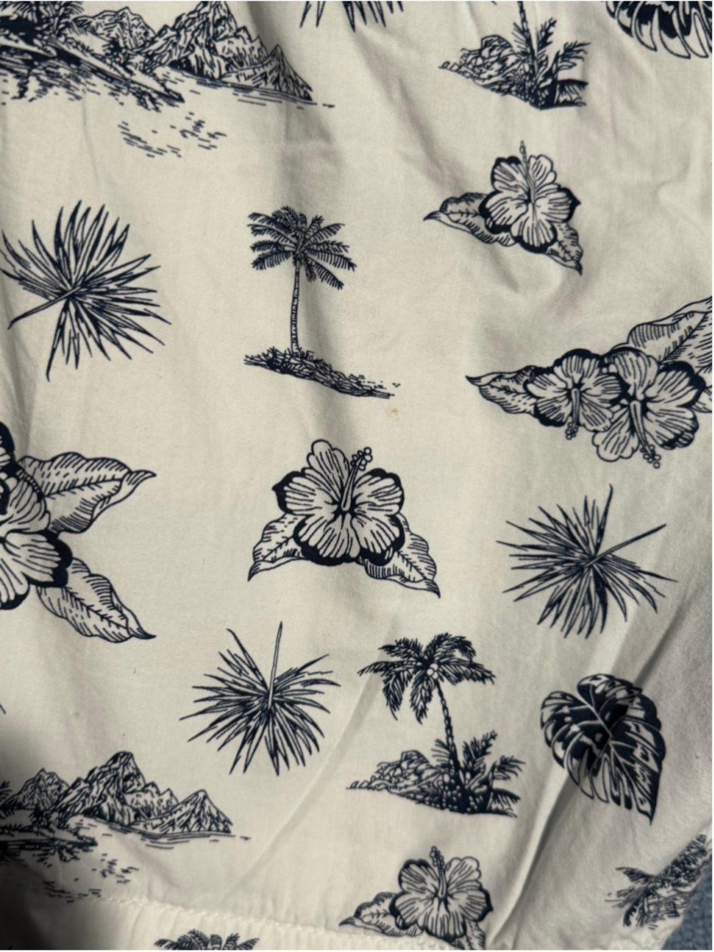 Men's Oxford Blue Swim Trunks XXL Beige Black Tropical Print - Picture 9 of 11